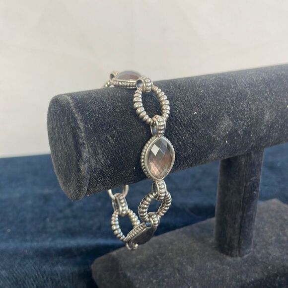 Lagos Venus Silver Links Cavier Black Stones Bracelet